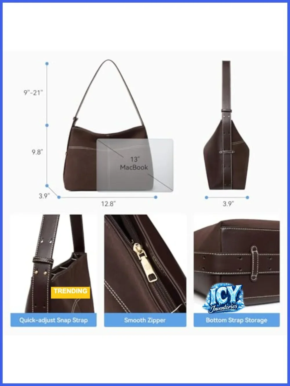 Suede and Vegan Leather Convertible Hobo Shoulder Bag Crossbody